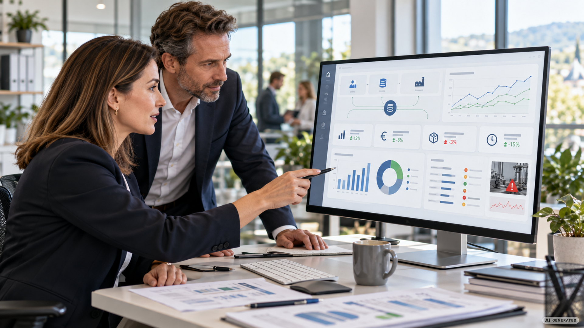 CRM-, ERP- und Maschinendaten intelligent zusammenführen, KPIs übersichtlich auswerten und Engpässe mit KI frühzeitig erkennen.