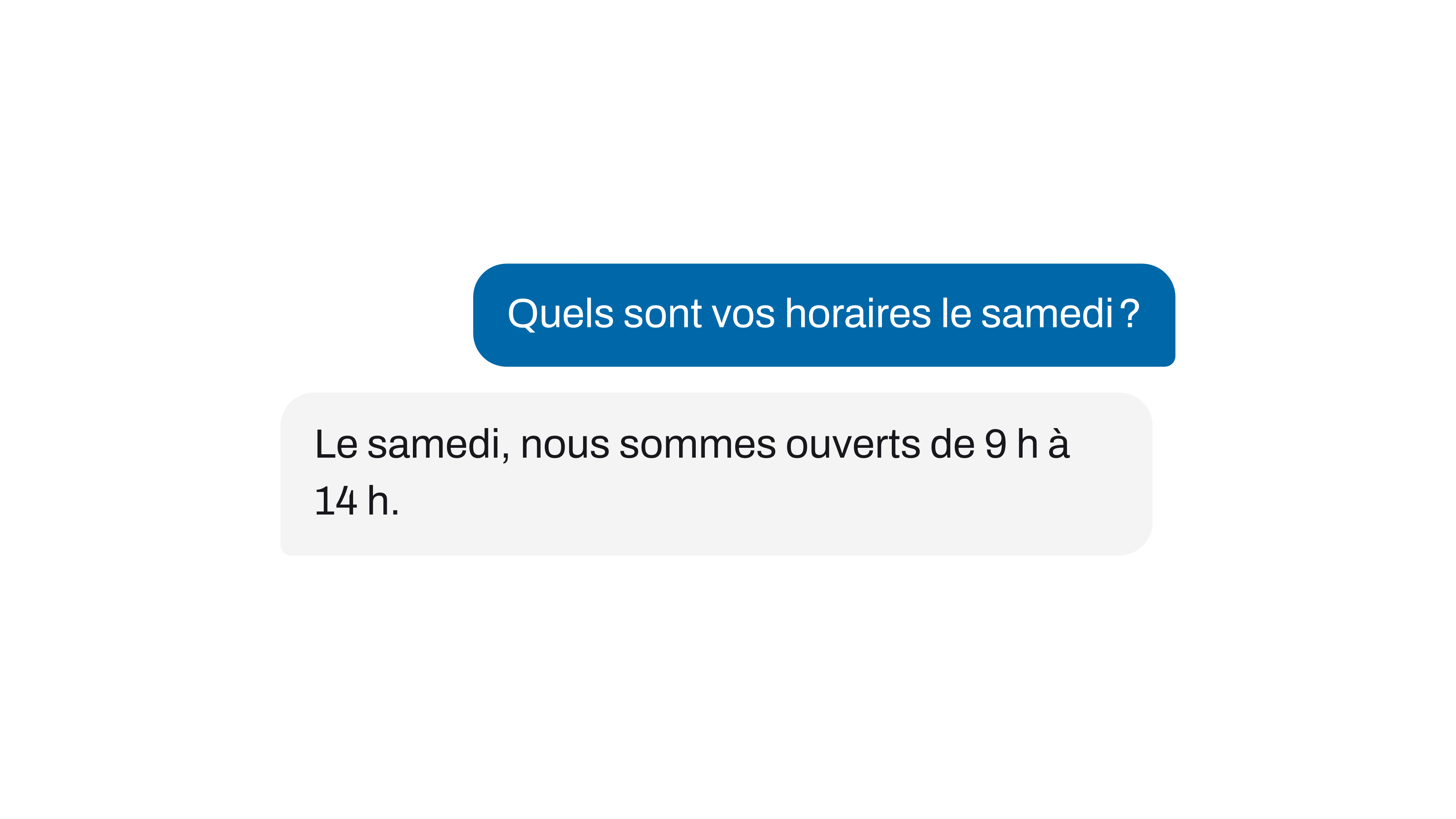 Mehrsprachiger KI-Chatbot: Auf die französische Frage nach den Öffnungszeiten am Samstag antwortet Vanessa auf Französisch